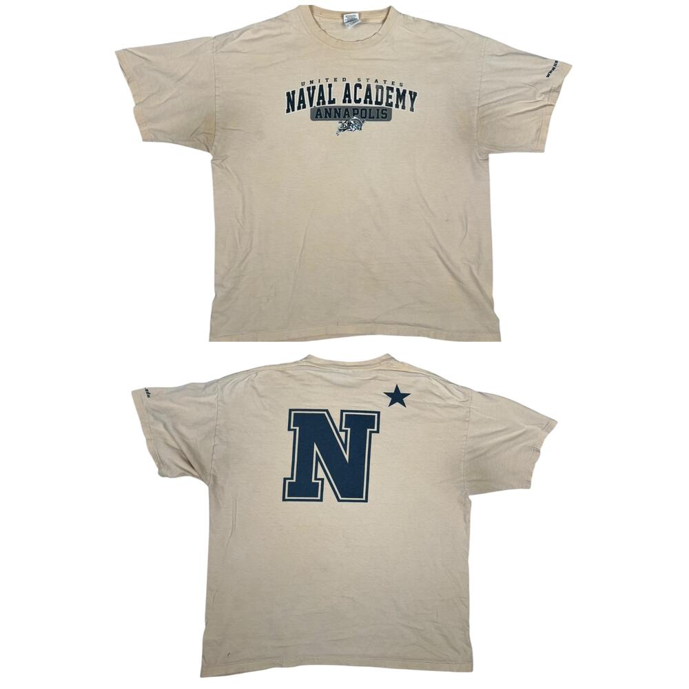Navy Midshipmen T-Shirt Mens XL Beige NCAA College Naval Academy Gildan
